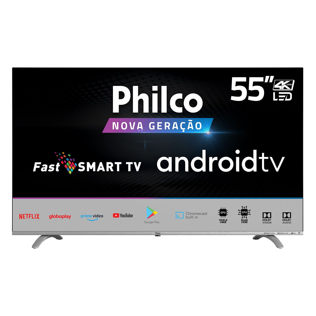 Fast Smart TV Philco 55” PTV55G20AGS 4K ATMOS Android TV Bivolt