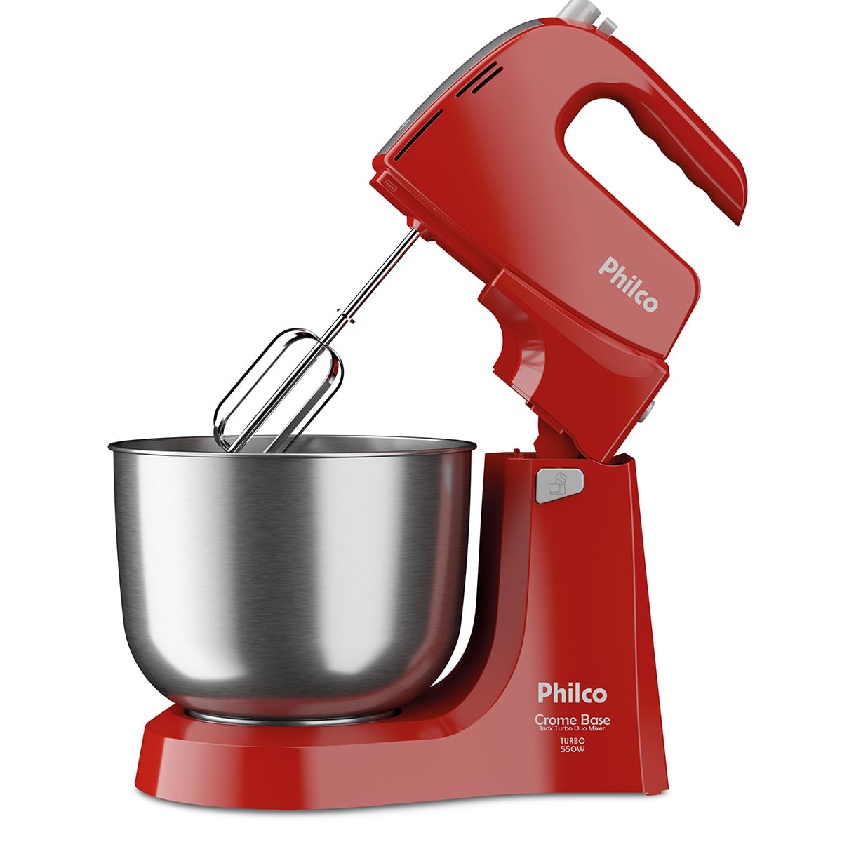 Batedeira Philco Crome Base Inox Turbo Duo Mixer 4L 550W - Loja