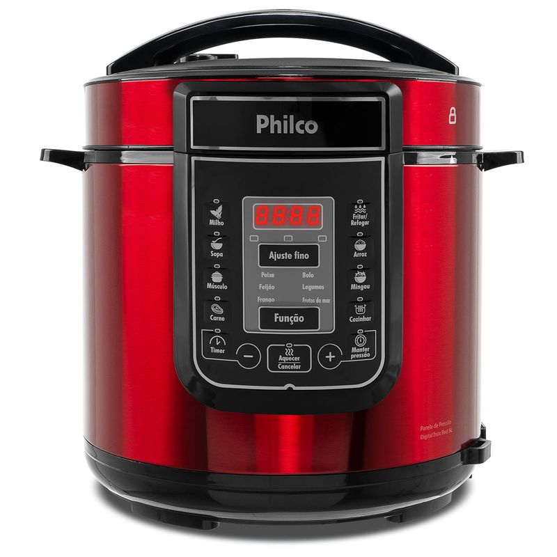 Panela de Pressão Digital Philco 6L Inox Vermelha - Saldão