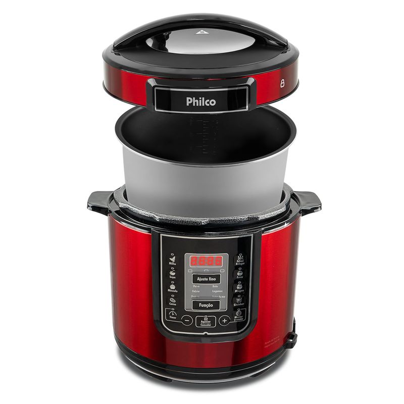 Panela de Pressão Digital Philco 6L Inox Vermelha - Saldão