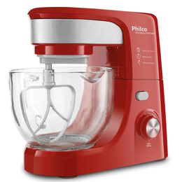 Batedeira Planetária Philco PHP500VG Turbo Glass Vermelha 700W - Outlet