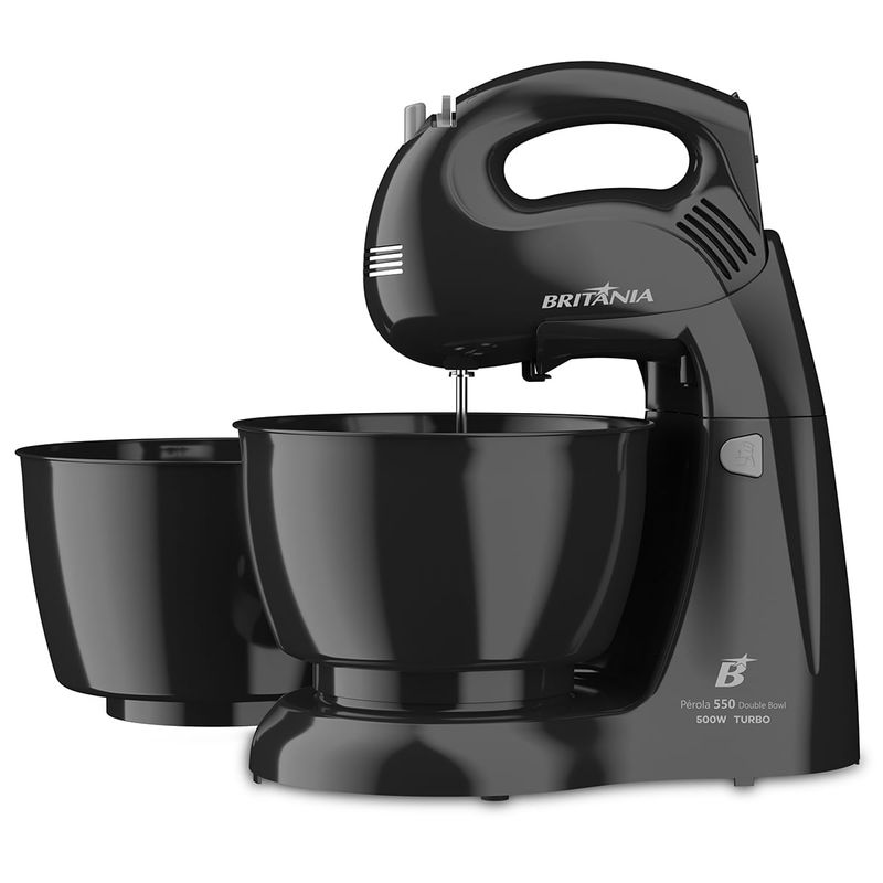 Batedeira-Britania-Perola-550-Turbo-Double-Bowl-Preta-500W