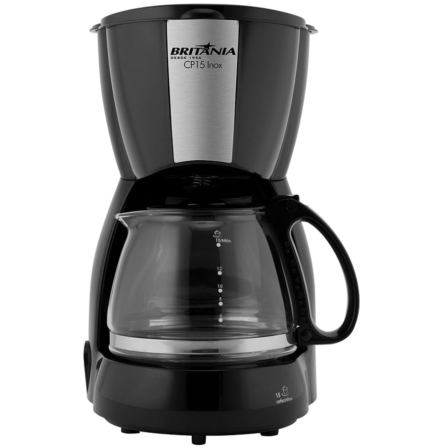 Cafeteira Elétrica 15 Xícaras Britânia Preto/Inox 127V - ClimaRio - Clima  Rio