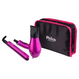 Kit Travel Shine Rosa Philco Prancha + Secador - Outlet