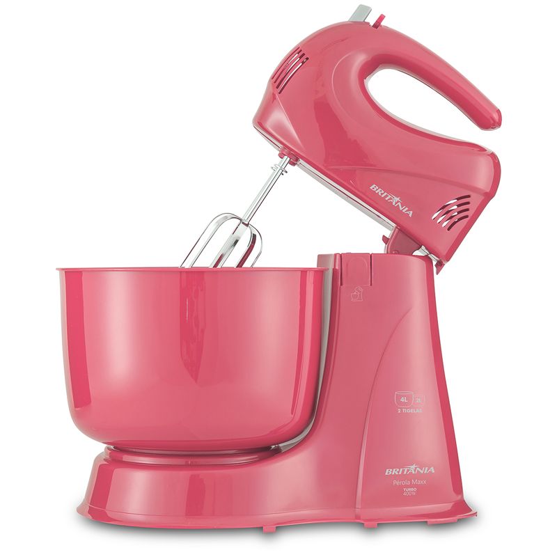 Batedeira-Britania-Perola-Maxx-2-Tigelas-Portatil-400W-Rosa