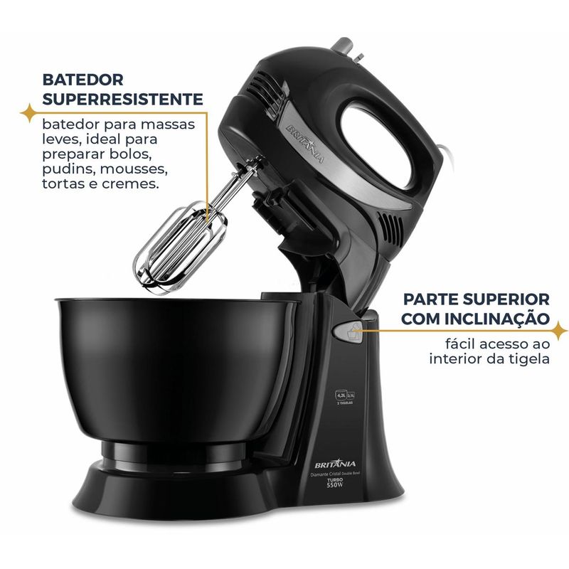 Batedeira-Britania-Diamante-Preta-500W-43L