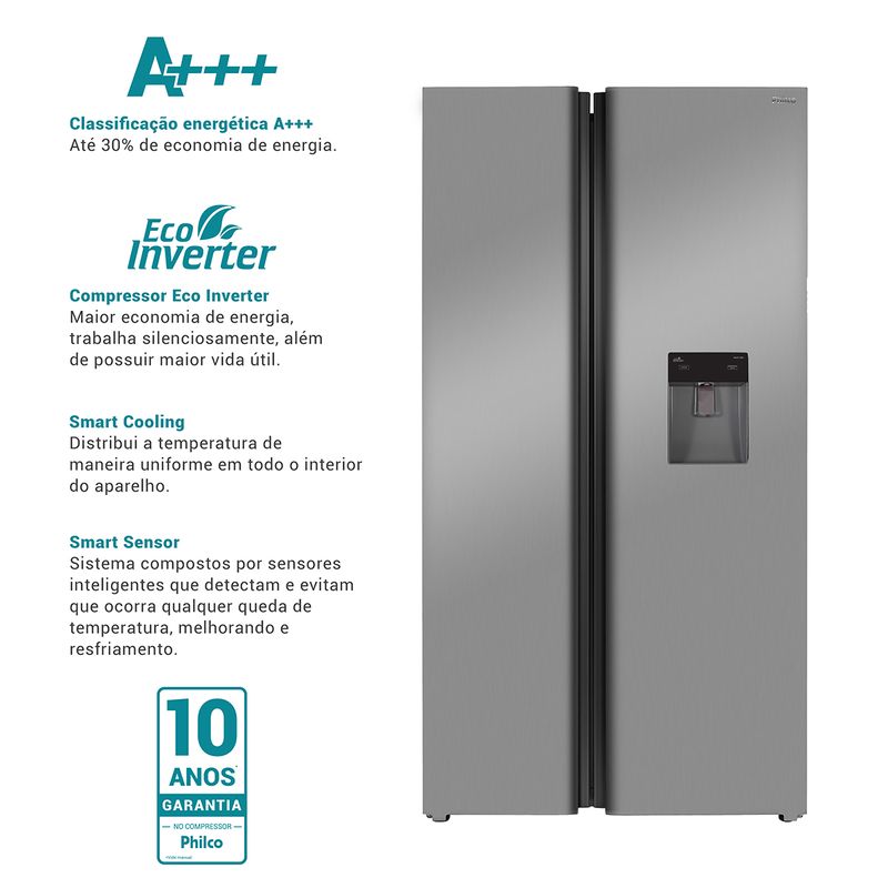 Refrigerador-Geladeira-486L-Side-By-Side-Philco-PRF504ID---Outlet