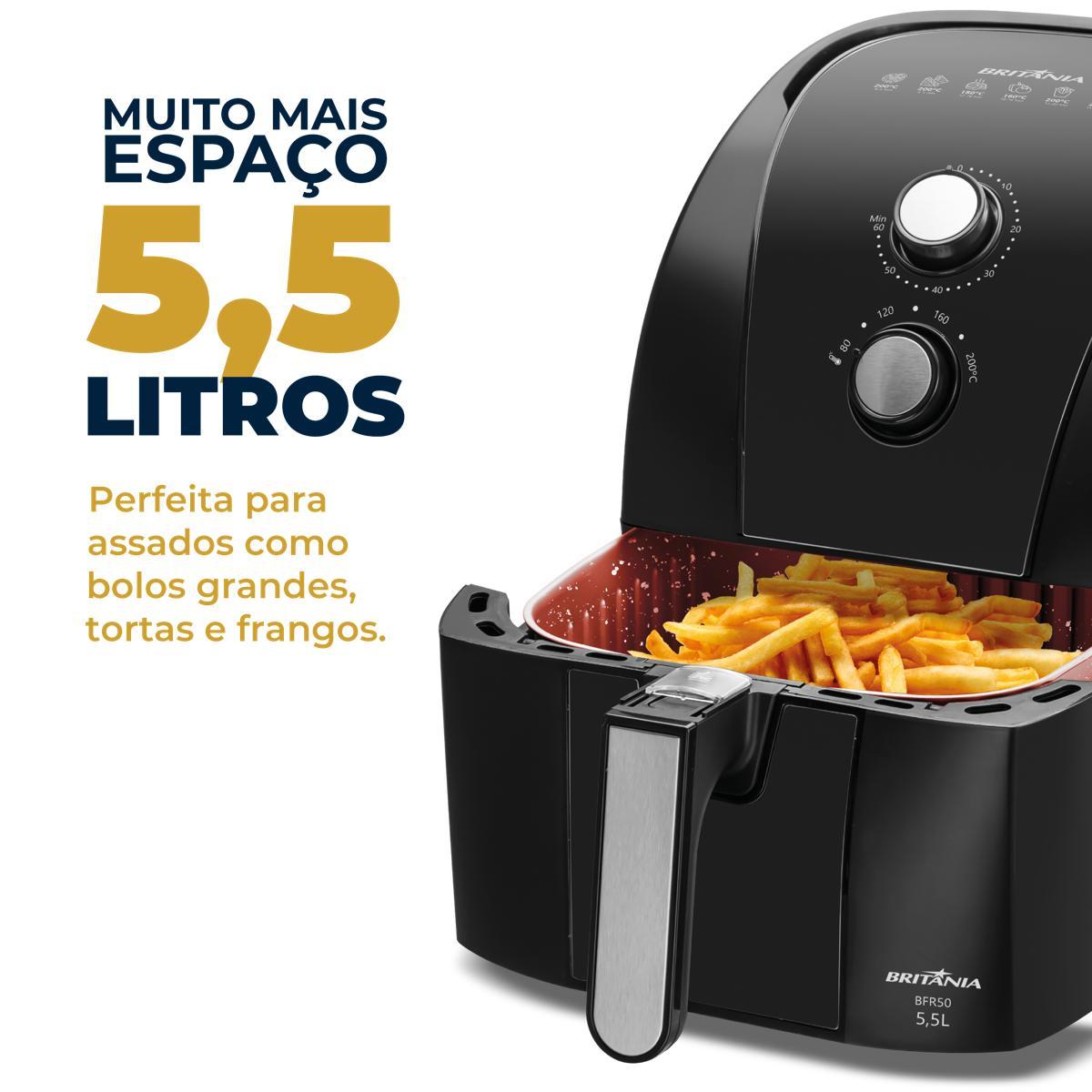 Air Fryer Britania 5 5L Antiaderente Redstone 1500W BFR50 Loja Oficial Britania Eletrodomesticos e Utensilios para Casa