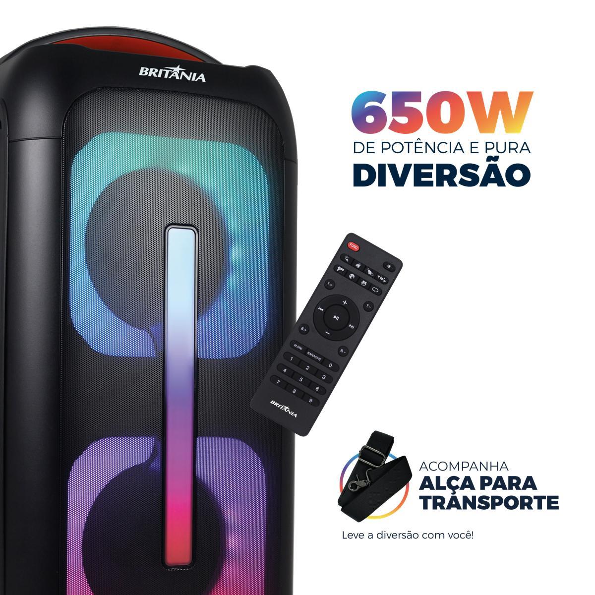 Caixa de Som Britânia 650W Flash Lights BCX6801 - Loja Oficial