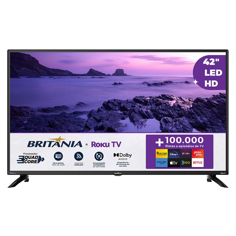 Smart-TV-42”-Britania-BTV42G6FR2CP-Roku-TV-Dolby-Audio