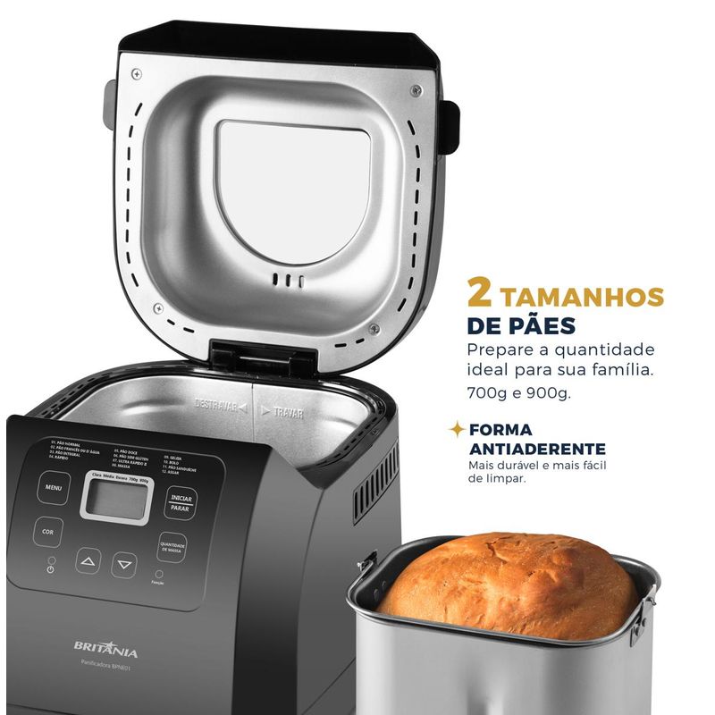 Panificadora-Britania-Digital-12-Programas-3L-BPNE01---Outlet