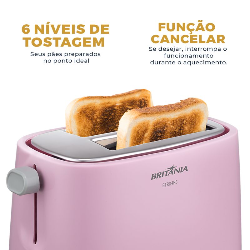 Torradeira-Britania-BTR04RS-6-niveis-de-Tostagem-750W