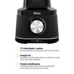 Liquidificador Philco 1500W 12 velocidades 3,1L PLQ15A