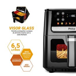 Air Fryer Philco 6,5L Visor Glass e Redstone 1700W PAF65A