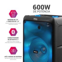 Caixa de Som Amplificada Philco Bluetooth v5.1 600W PCX5200