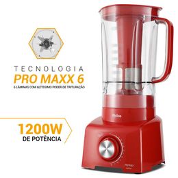 Liquidificador Philco 1200W 3L 12 Velocidades Vermelho PH900