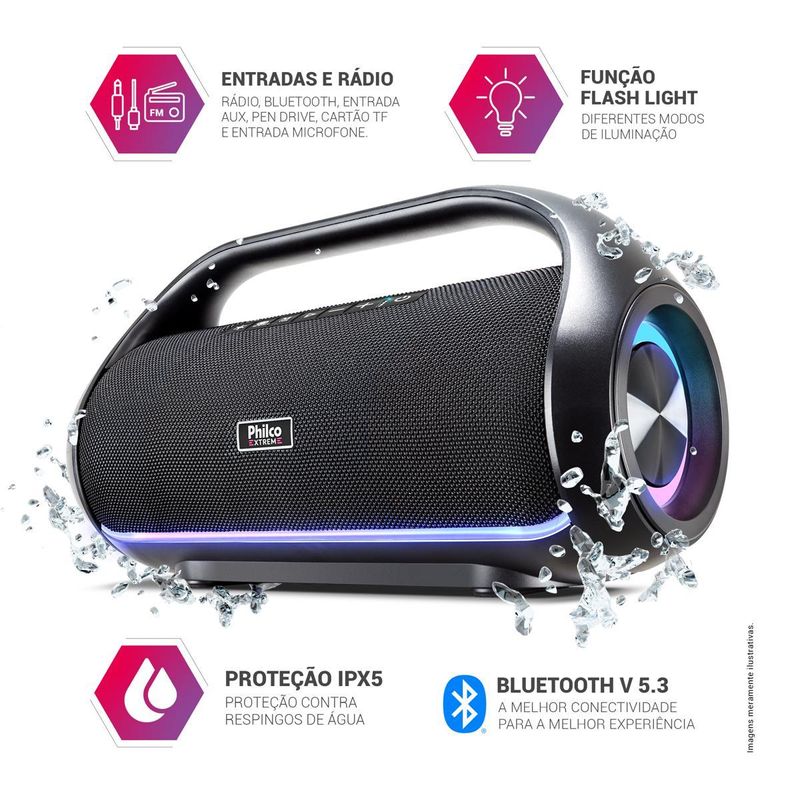 SpeakerPhilcoPBS220BTExtremeBluetooth53FlashLight220WOutlet