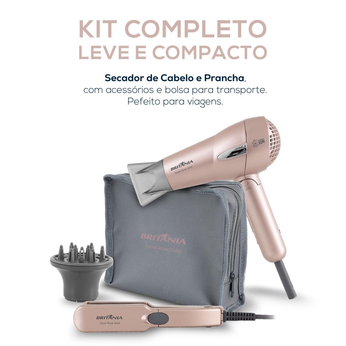 Kit Britânia Travel Rose Gold - Secador + Prancha - Loja Oficial