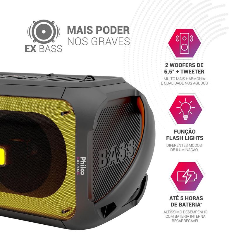 Função EX BASS da Caixa de Som Philco PCX6700